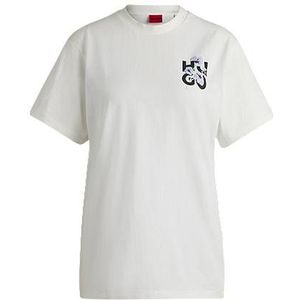 Relaxed-fit T-shirt van katoen met gebloemd logo-artwork