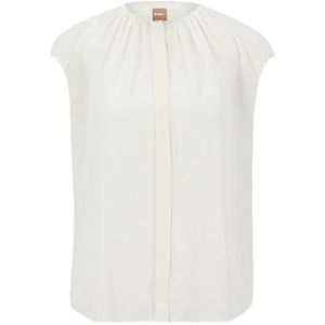 Regular-fit blouse met kapmouwen en geplooide details