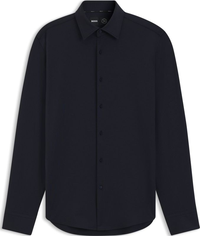 Slim-fit overhemd van gestructureerde hoogwaardige stretchjersey