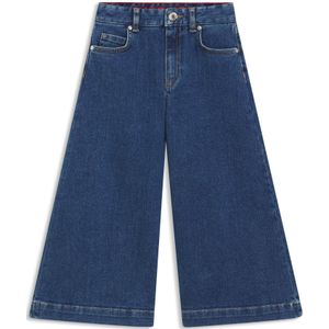 Jeans voor kinderen met wijde pijpen van blauw stretchdenim