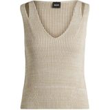 BOSS - Mouwloze Top - V-halslijn - Gebreid - Ademend Katoen