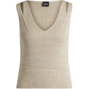 BOSS - Mouwloze Top - V-halslijn - Gebreid - Ademend Katoen