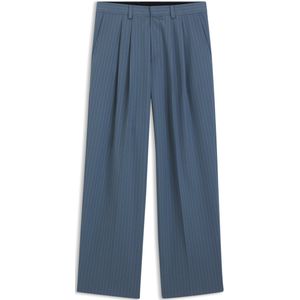 Broek van stretchmateriaal met krijtstrepen en wijde pijpen