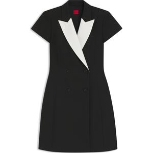 HUGO - Kazuna - Blousejurk - Zwart / Wit