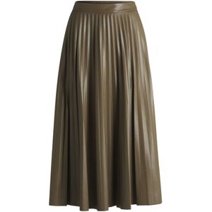 Midirok van imitatieleer met plisséplooien