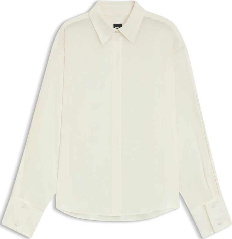BOSS - Binalia - Blouse - Relaxed Fit - Effen/Semi-transparant - Pure Zijde