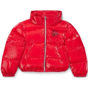 Pufferjack met capuchon voor kinderen, van gekreukt materiaal met filmcoating