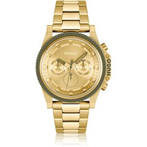 Horloge met goudkleurige wijzerplaat en geschakelde polsband
