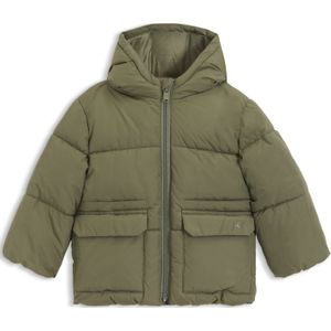 Pufferjack voor kinderen met capuchon en logoprint