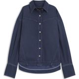 Oversized-fit blouse van smoky blauw stevig denim