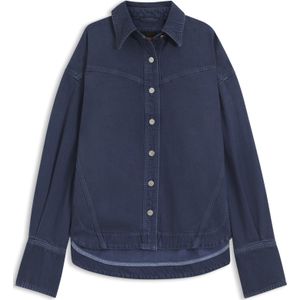 Oversized-fit blouse van smoky blauw stevig denim