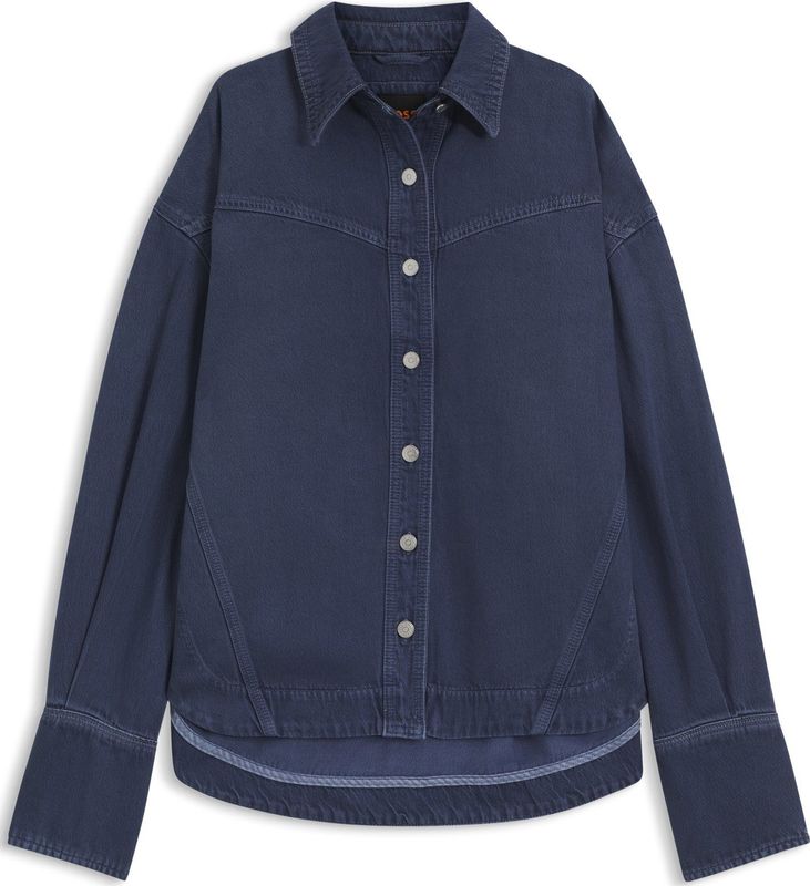 Oversized-fit blouse van smoky blauw stevig denim