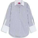 HUGO - Ebank - Blouse - Donkerblauw/Wit - Lange Mouw - Losse Pasvorm