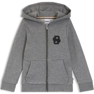 Fleece kinderhoodie met rits en Double B-monogram