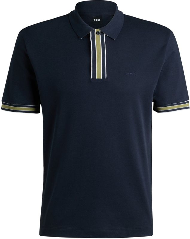BOSS - Polo - Korte Mouwen - Blauw - Katoen