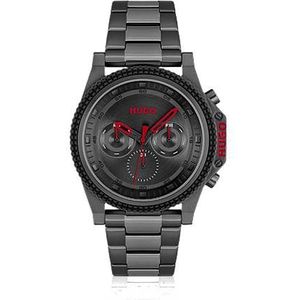 Horloge met geschakelde polsband, zwarte wijzerplaat en siliconen lunette