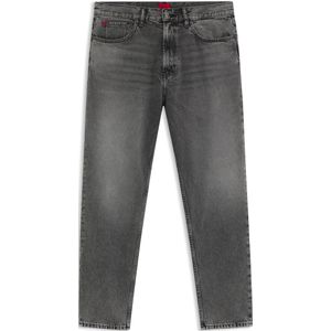 Tapered-fit jeans van grijs denim met used-effecten
