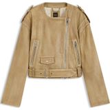 Kortere bikerjas van generfd rundleer