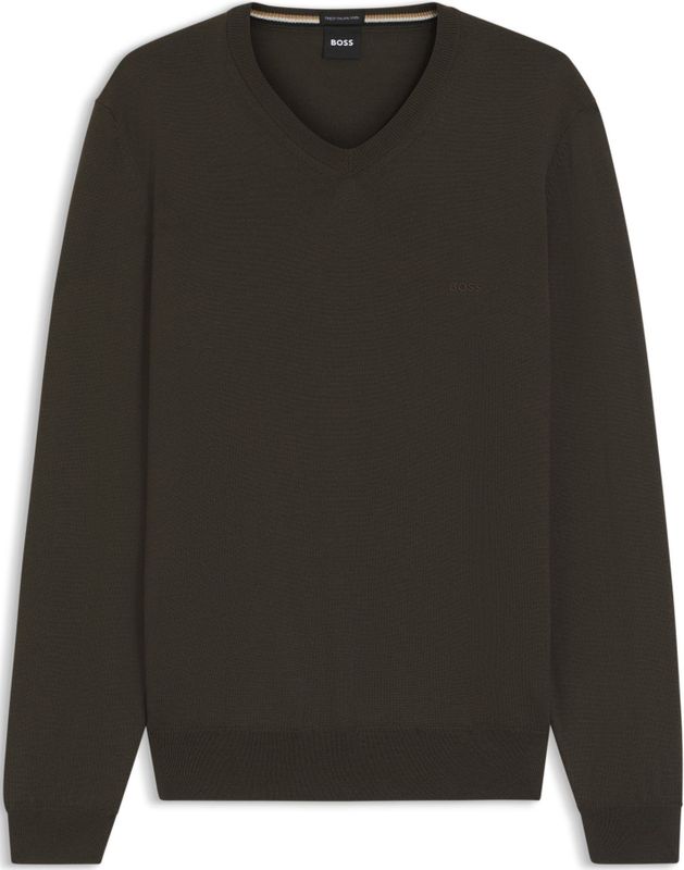 BOSS - Baram - Trui - Regular Fit - V-hals - Lange Mouwen - 100% Scheerwol
