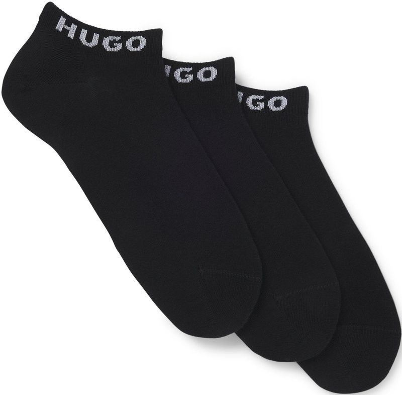 HUGO - AS UNI CC W - Enkelsokken - Zwart - Set van 3 - Katoenmix, Elastisch