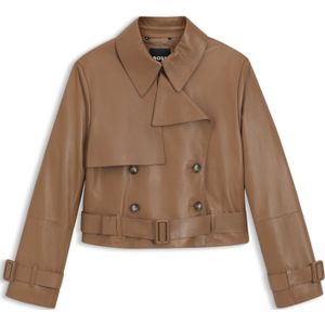 Leren jas in trenchstijl met knoopriem