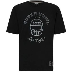 BOSS x NFL T-shirt van stretchkatoen bedrukt met artwork