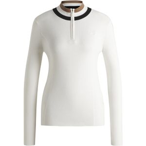 Ruitertrui met ritskraag en geribde structuur