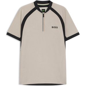 Slim-fit polo van meshjersey met ritskraag
