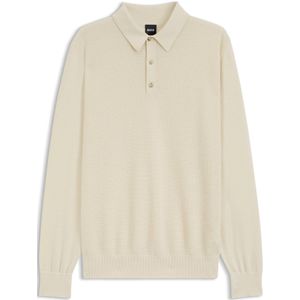 Gebreide polo van een wolmix met verschillende structuren