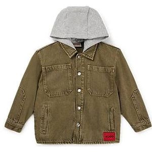 Denim overshirt voor kinderen met afneembare capuchon van fleece