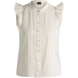 BOSS - Blouse - Regular-fit - Katoenen Mousseline - Met Plooien Aan De Voorkant