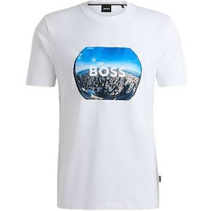 T-shirt van katoenen jersey met artwork in een combinatie van technieken