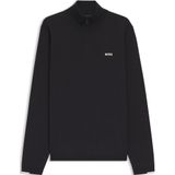 BOSS - Gebreide Trui - Katoen - Ritskraag - Logoprint