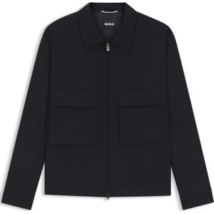 Relaxed-fit overshirt met rits van gemêleerde scheerwol