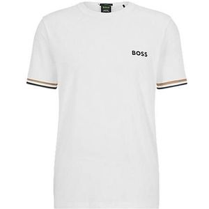 BOSS x Matteo Berrettini-logoshirt met ronde hals en kenmerkende strepen