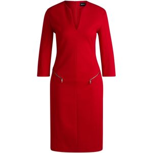 Jurk met V-hals, zakken met rits en kortere mouwen