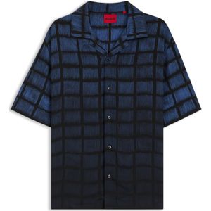 Oversized-fit overhemd van popeline met vierkantenprint