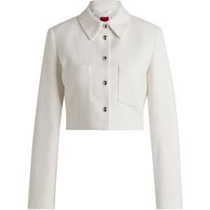 Regular-fit korte blazer in bouclé van een katoenmix