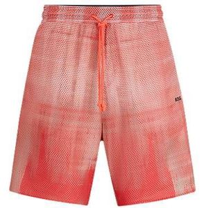 Shorts van bedrukte mesh met logodetail