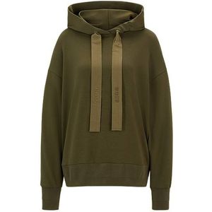 Relaxed-fit hoodie met geribd logolint