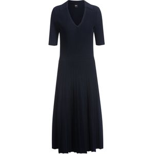 Jurk met V-hals en ribstructuur