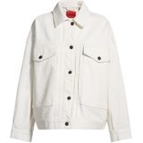 HUGO - Oversized-fit Jack - Wit - Denim - Zwarte Details