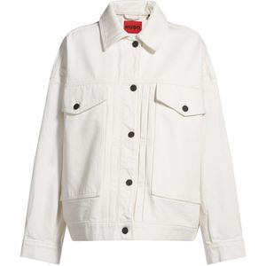 HUGO - Oversized-fit Jack - Wit - Denim - Zwarte Details