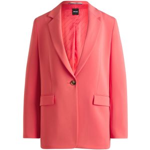 Regular-fit blazer van kreukbestendige crêpe