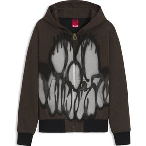 HUGO x RB by Slawn hoodie met print, visgraatdessin en rits