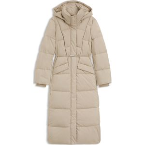 Lange gewatteerde mantel met metallic riemdetail