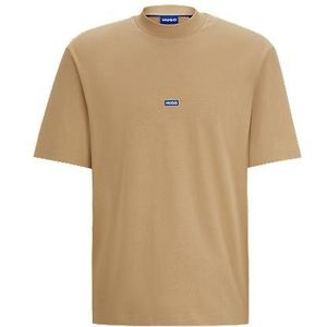 T-shirt van katoenen jersey met blauwe logopatch