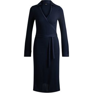 Wikkeljurk van glanzende, geribde jersey