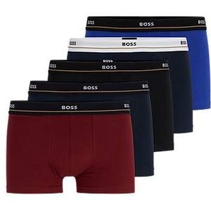 Set van vijf korte boxers van stretchkatoen met logotailleband