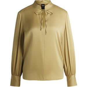 Relaxed-fit blouse van stretchzijde met keyhole-halslijn